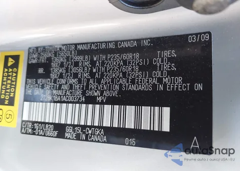 2010 Lexus Rx 350 z USA, uszkodzony, nr VIN 2T2BK1BA1AC003734